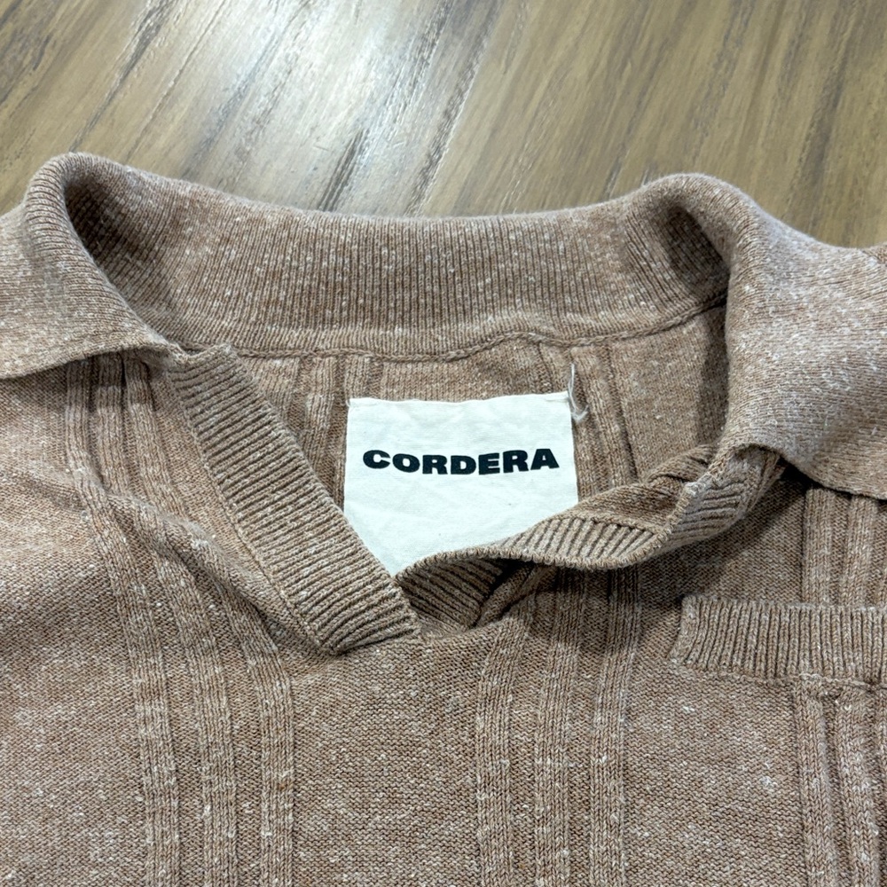 Relaxed V-Neck Pullover Sweater in Camel - Picture 4 of 9